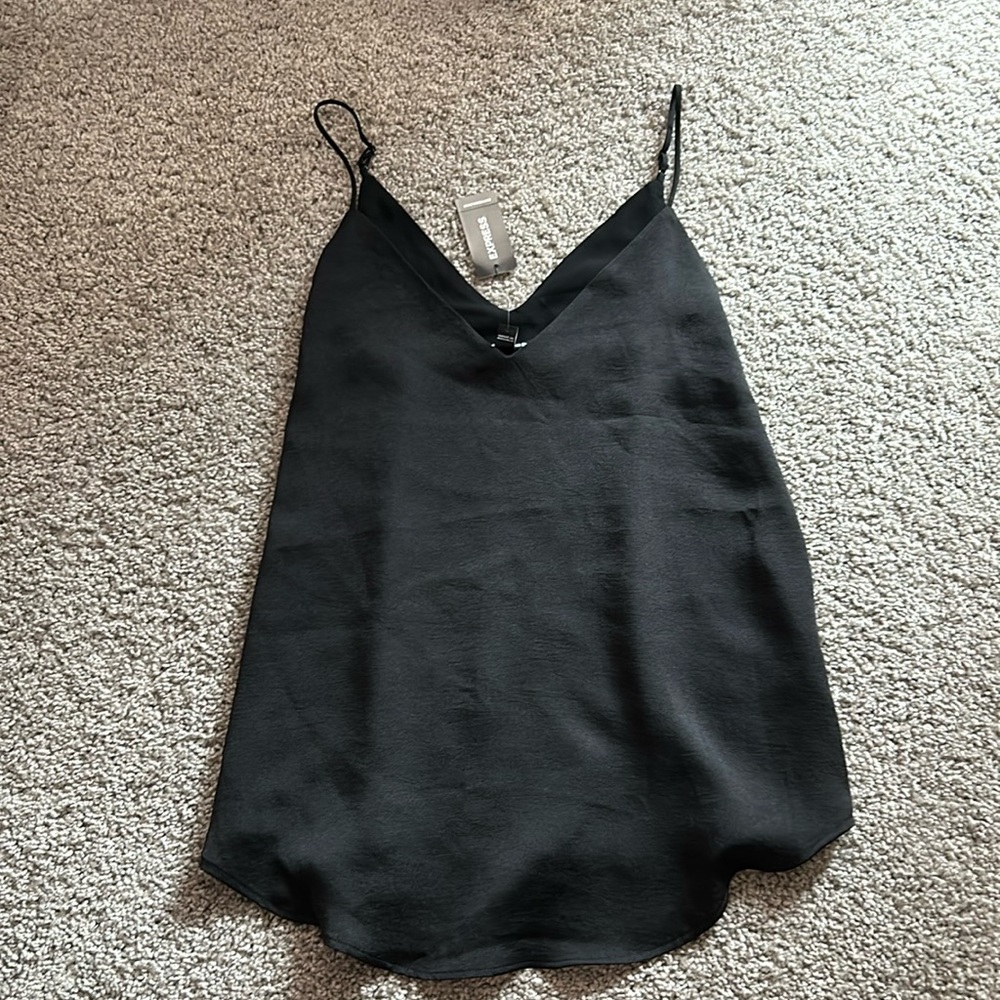 EXPRESS black flowy tank top XS NWT